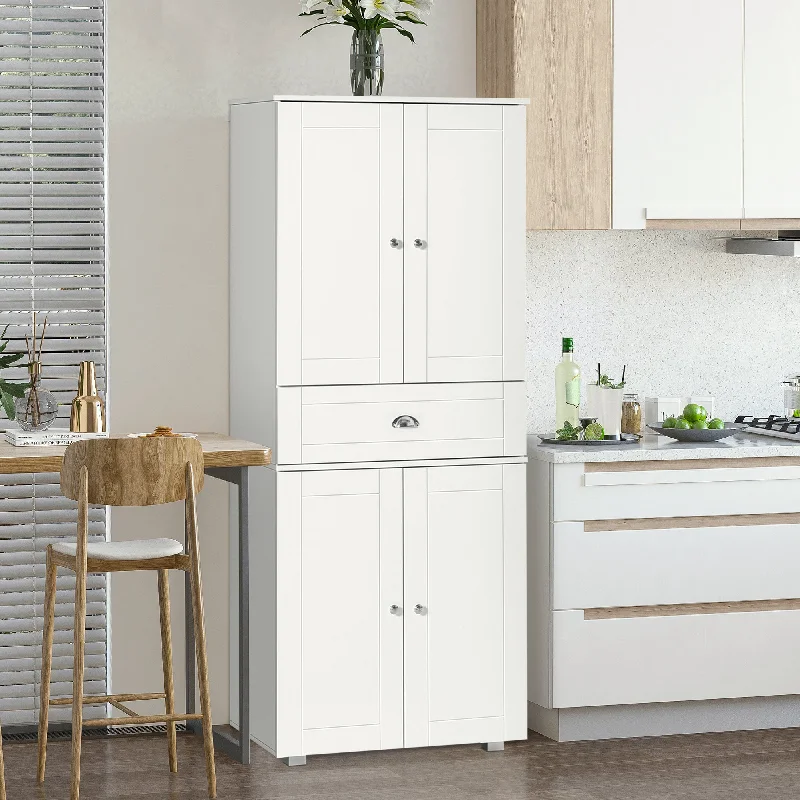 Freestanding Tall Kitchen Cupboard Storage Cabinets with Drawer and 3 Adjustable Shelves for Dining Room