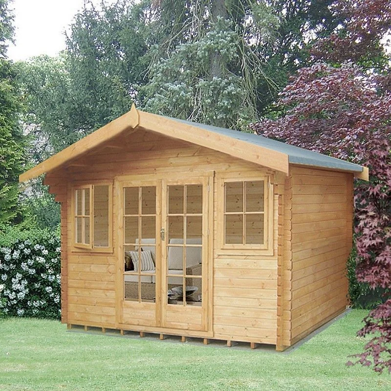 Shire Clipstone 13' 8" x 15' 8" Apex Log Cabin - Premium 34mm Cladding Tongue & Groove