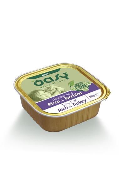  -High-fiber dog foodOasy Wet Cat - Delizioso Pate Adult rich in TURKEY