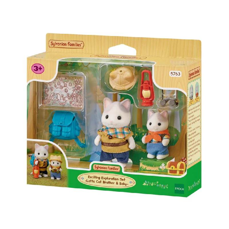 Sylvanian Families Exciting Exploration Set Latte Cat Brother & Baby