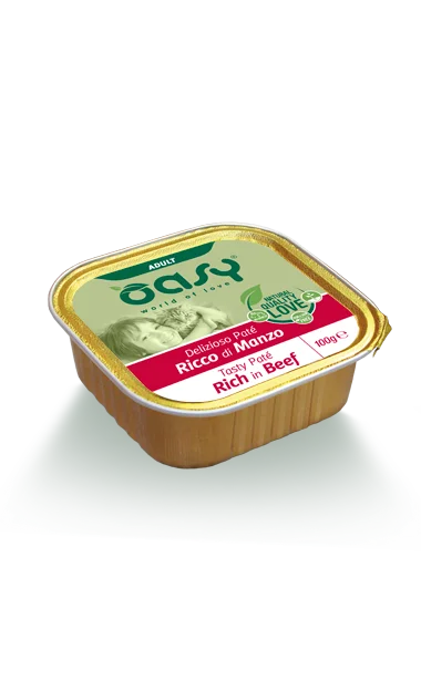 - Gastrointestinal conditioning dog foodOasy Wet Cat - Delizioso Pate Adult rich in BEEF