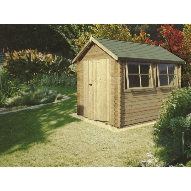 Shire Solway 9' 9" x 13' 8" Apex Log Cabin - Premium 70mm Cladding Tongue & Groove