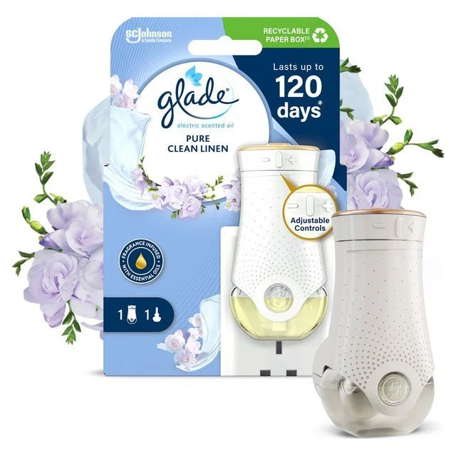 Glade Plug In Holder & Refill Electric Scented Oil Clean Linen   20ml