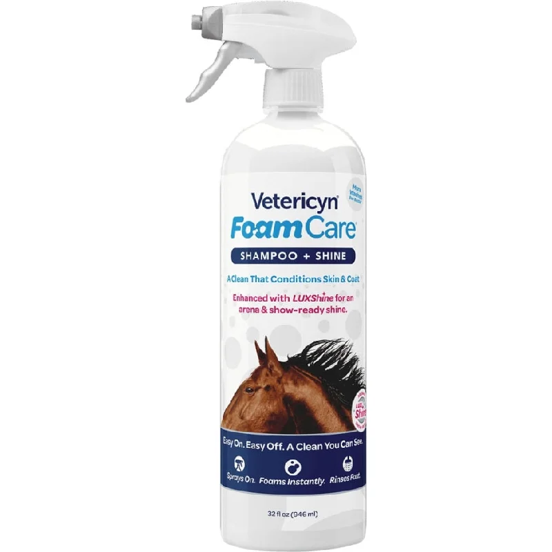 making it smoother and more shiny.VETERYICN FOAMCARE EQUINE SHAMPOO + SHINE (32 OZ)