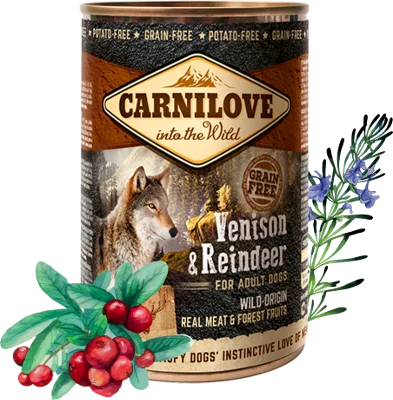  -High-fiber dog foodCarnilove Wild Adult Venison & Reindeer