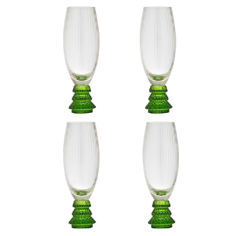 Ladelle Garland Xmas Tree Stem Set of 4 Champagne Glasses