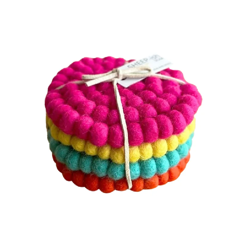 Felt Ball Coasters Set of 4 Candy