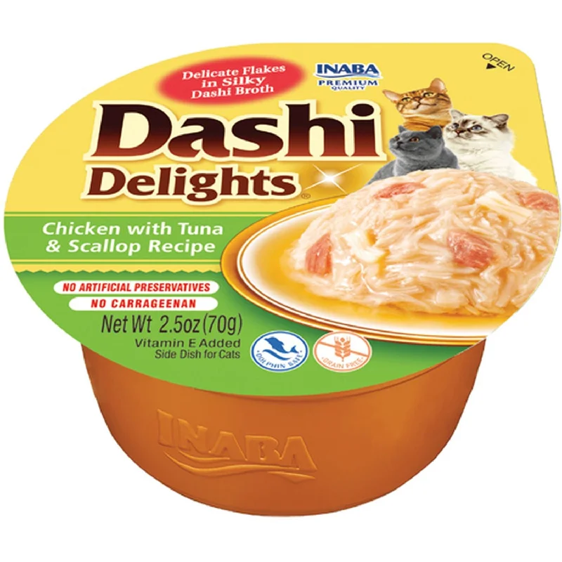 DASHI Delights za mačke, čorba s komadima piletine, tunjevine i školjkama, 70g