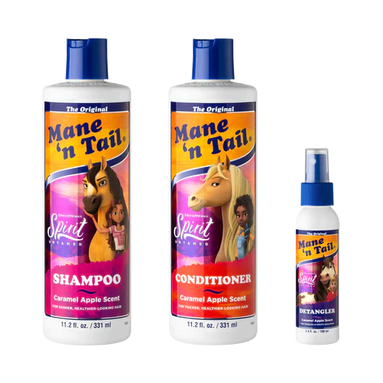 Pet grooming and cleaning products:Mane ‘n Tail SPIRIT UNTAMED KIDS SHAMPOO + CONDITIONER WITH DETANGLER SET