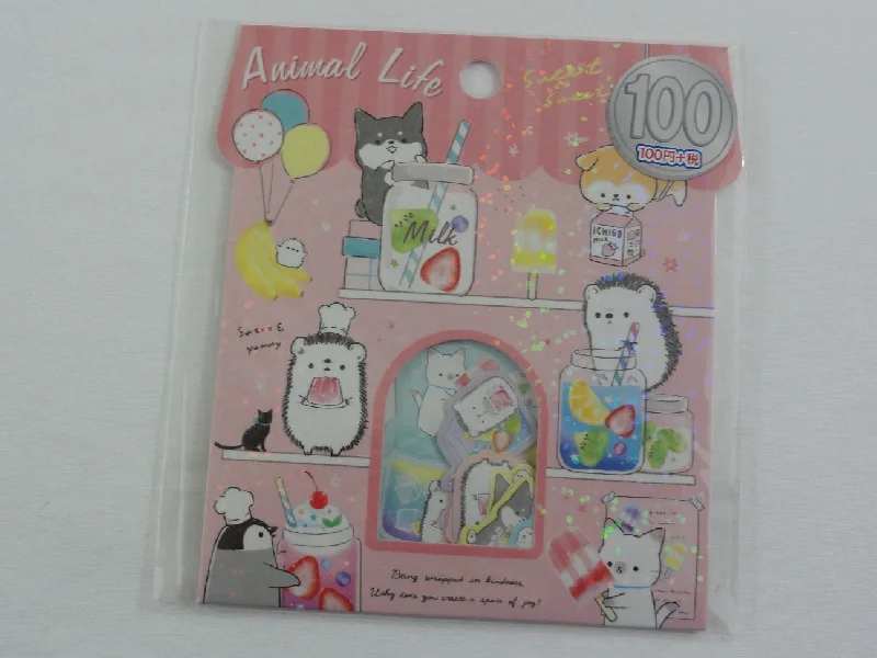 Cute Kawaii Kamio Hedgehog Dog Puppy Flake Stickers Sack - for Journal Planner Craft Scrapbook Agenda