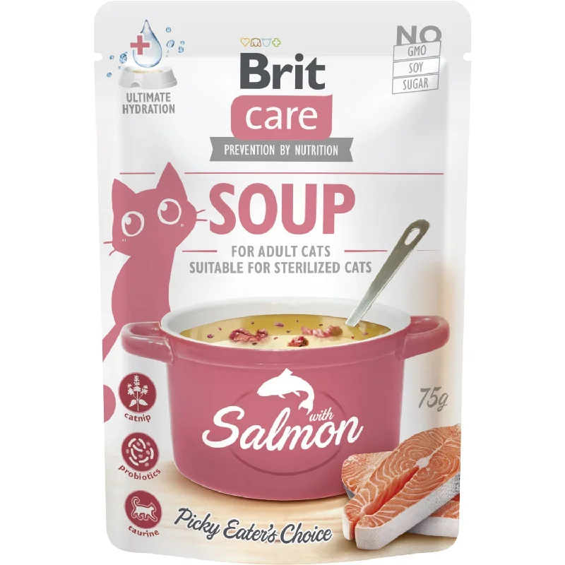 BRIT CARE Soup, ukusna supa za probirljive mačke, s lososom, 75g